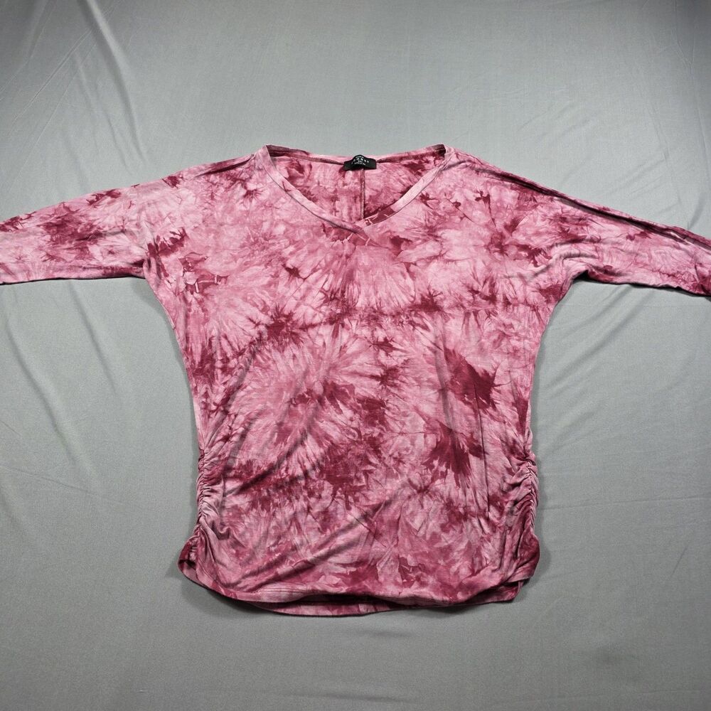 Made By Johnny V Neck Dolman 3/4 Sleeve Marble Tie Dye Shirt Women's Size XXL